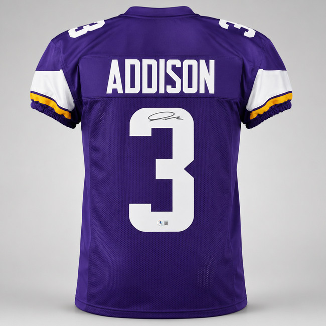 Minnesota Vikings Jordan Addison Autographed Purple Jersey Beckett BAS QR Stock #265945