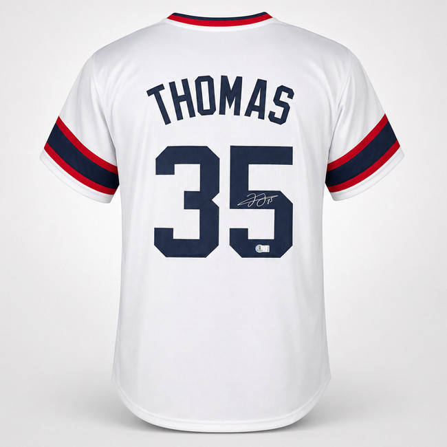 Chicago White Sox Frank Thomas Autographed White Jersey Beckett BAS QR Stock #265934