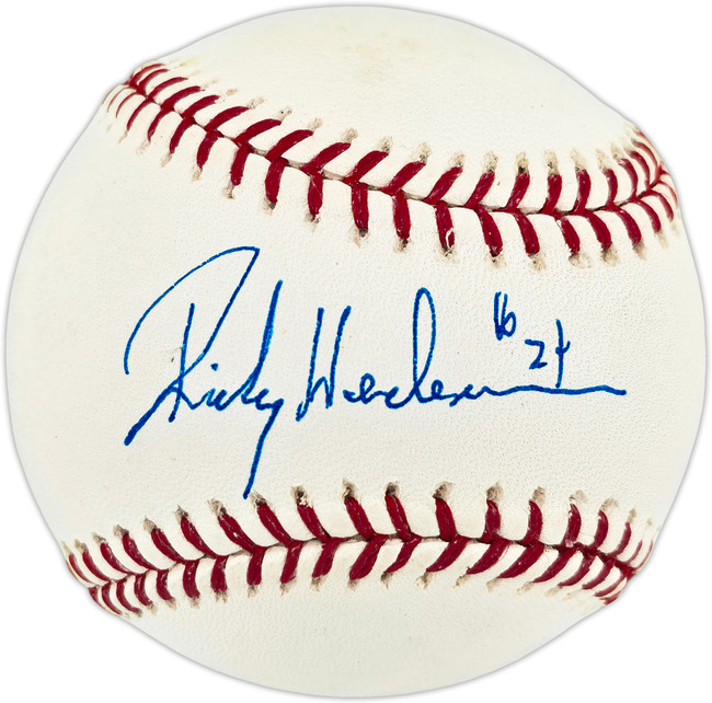 Rickey Henderson Autographed Official MLB Baseball Oakland A's, New York Yankees "#24" Beckett BAS QR #BX67624