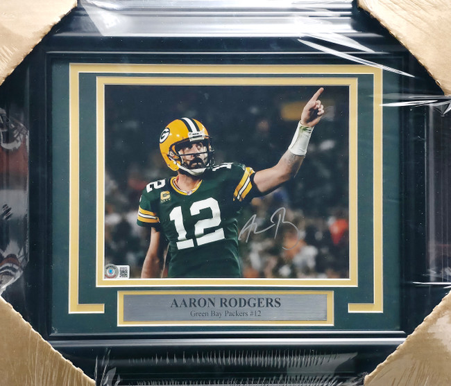 Aaron Rodgers Autographed Framed 8x10 Photo Green Bay Packers Beckett BAS QR #BA80975