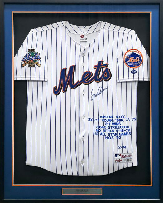 New York Mets Tom Seaver Autographed Framed White Pinstripes Rawlings 40th Anniversary Jersey #2/41 Beckett BAS QR #BU84002