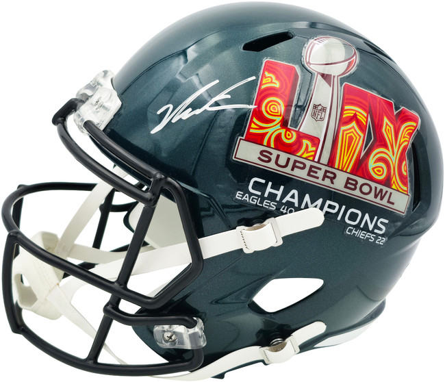 Jalen Carter Autographed Philadelphia Eagles Green Full Size Super Bowl LIX Champions Logo Speed Replica Helmet JSA Witness Stock #266080