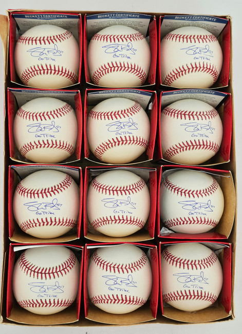 Shane Bieber Autographed Official MLB Baseball 12 Count Lot Cleveland Indians "Go Tribe" Beckett BAS Stock #266308