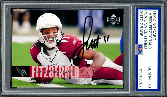 Larry Fitzgerald Autographed 2006 Upper Deck Card #1 Arizona Cardinals Auto Grade Gem Mint 10 PSA/DNA #85789787