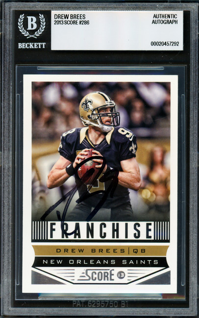 Drew Brees Autographed 2013 Score Card #286 New Orleans Saints Beckett BAS #20457292