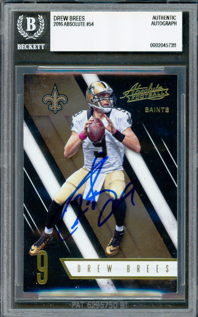 Drew Brees Autographed 2016 Panini Absolute Card #54 New Orleans Saints Beckett BAS #20457311