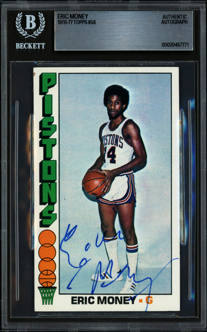 Eric Money Autographed 1976-77 Topps Card #58 Detroit Pistons Beckett BAS #20457771