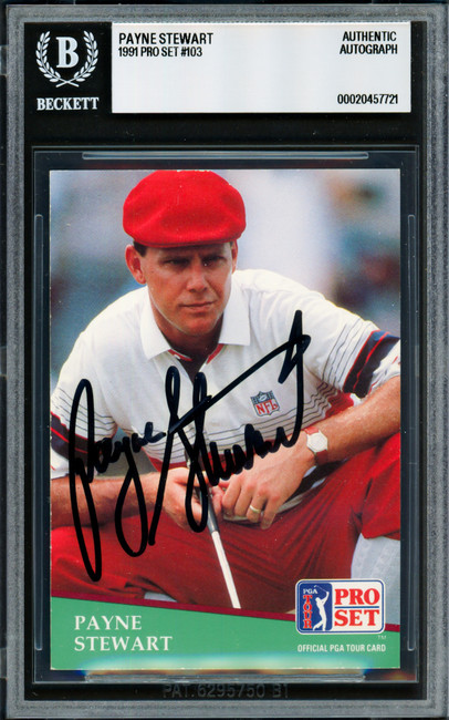 Payne Stewart Autographed 1991 Pro Set Card #103 "HOF 1976" Beckett BAS #20457721