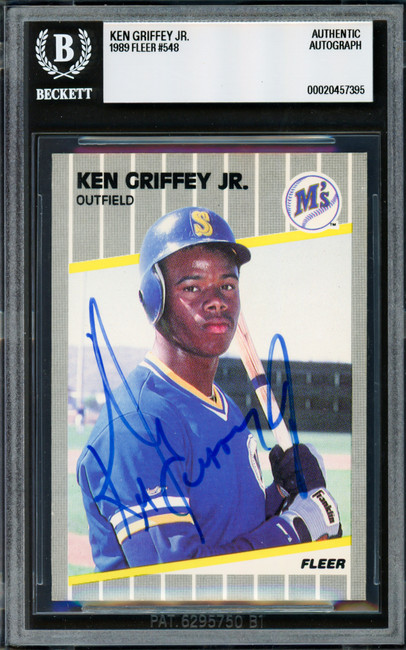Ken Griffey Jr. Autographed 1989 Fleer Rookie Card #548 Seattle Mariners Beckett BAS #20457395