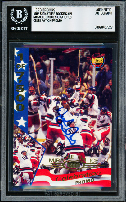 Herb Brooks Autographed 1995 Signature Rookies Card 1980 Team USA Beckett BAS #20457328