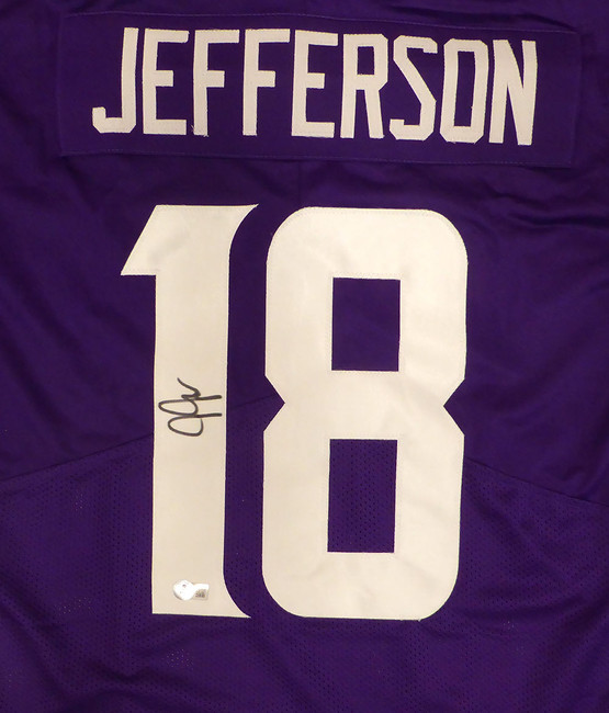 Minnesota Vikings Justin Jefferson Autographed Purple Custom Jersey Beckett BAS QR #1W516680