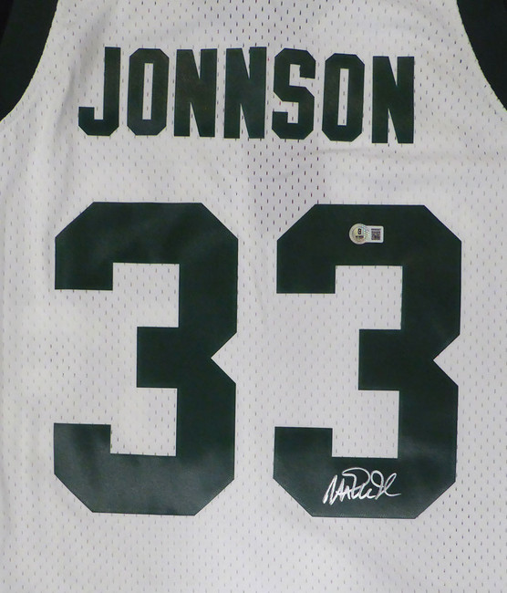 Michigan State Spartans Magic Johnson Autographed White Mitchell & Ness Jersey (Misspelled) Beckett BAS QR #4W062607
