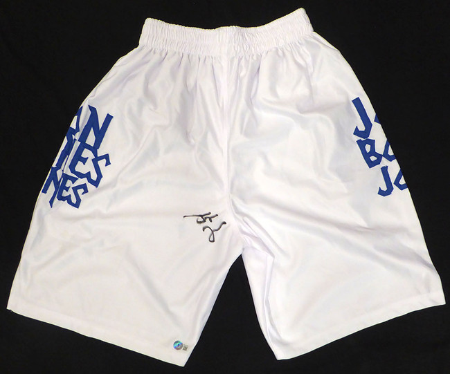 Jon Jones Autographed White Custom MMA Trunks Beckett BAS QR #WJ76399