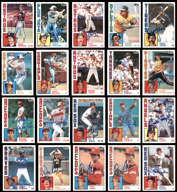 100 Count Lot of Autographed 1984 Topps Baseball Cards SKU #266495