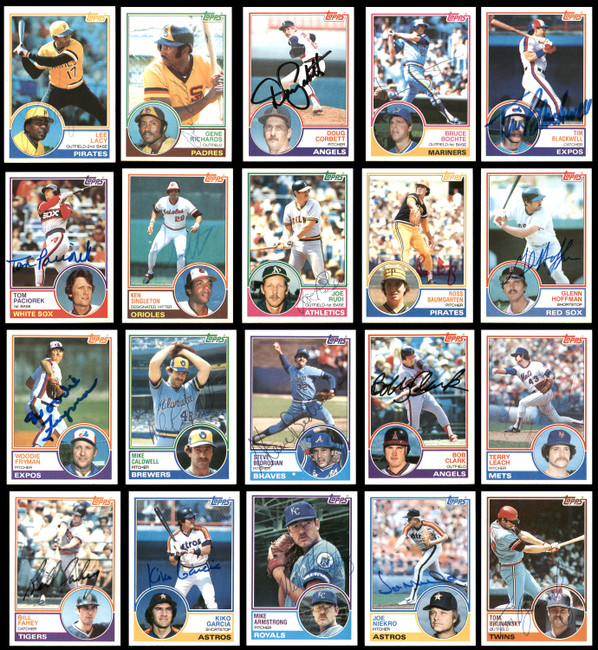 92 Count Lot of Autographed 1983 Topps Baseball Cards (All Different) SKU #266520
