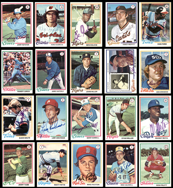 155 Count Lot of Autographed 1978 Topps Baseball Cards (All Different) SKU #266562