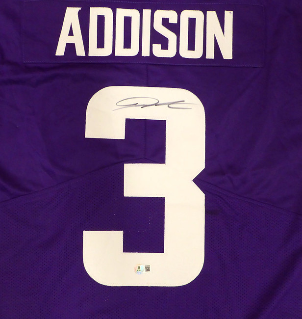 Minnesota Vikings Jordan Addison Autographed Purple Jersey Beckett BAS QR #2W886080
