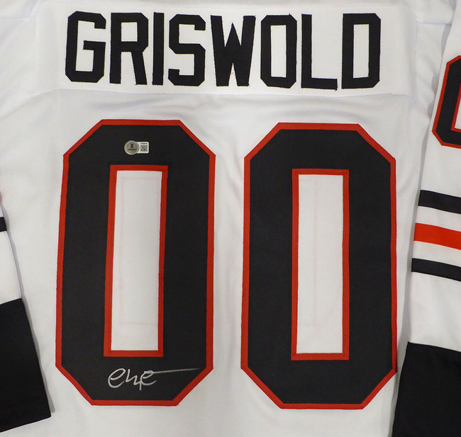 Christmas Vacation Chevy Chase Autographed White Jersey Clark Griswold Beckett BAS QR #BT00849