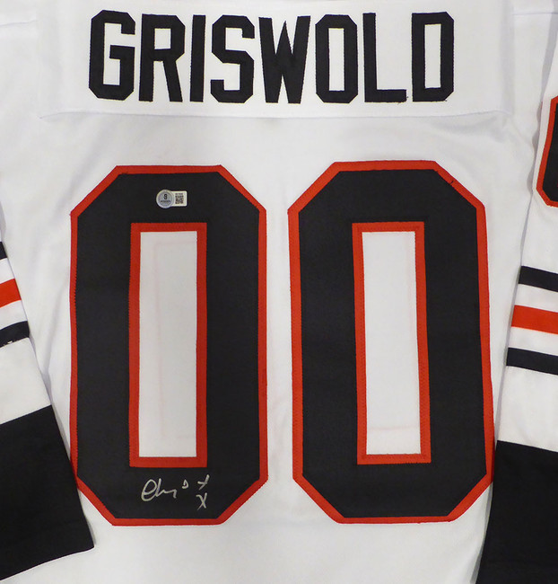 Christmas Vacation Chevy Chase Autographed White Jersey Clark Griswold Beckett BAS QR #BS70646