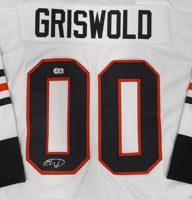 Christmas Vacation Chevy Chase Autographed White Jersey Clark Griswold Beckett BAS QR #BS70515