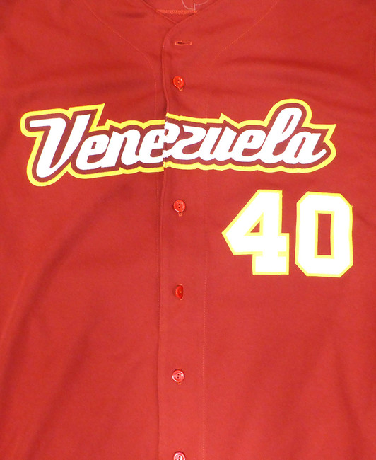 Juan Colmenarez Venezuela 2006 WBC Game Worn Red Jersey Unsigned MLB Holo #BB020831