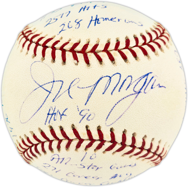 Joe Morgan Autographed Official NL Baseball Cincinnati Reds With 20 Stats JSA #CG26374