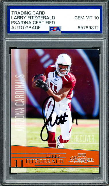 Larry Fitzgerald Autographed 2006 Playoff Prestige Card #4 Arizona Cardinals Auto Grade Gem Mint 10 PSA/DNA #85789812