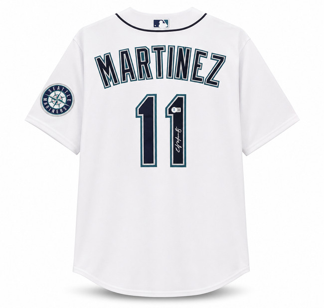 Seattle Mariners Edgar Martinez Autographed White Nike Jersey Size XL Beckett BAS Witness Stock #266274