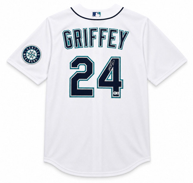 Seattle Mariners Ken Griffey Jr. Autographed White Nike Jersey Size XL Beckett BAS Witness Stock #266284