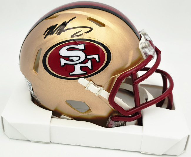 Mike Singletary Autographed San Francisco 49ers Gold Speed Mini Helmet (Smudged) Beckett BAS Witness #4W454638