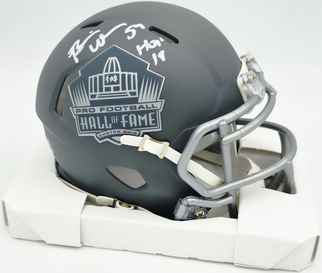 Brian Urlacher Autographed Hall of Fame Slate Gray Speed Mini Helmet "HOF 18" Beckett BAS Witness #4W450673