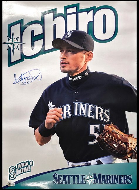 Ichiro Suzuki Autographed 20x27 Poster Seattle Mariners Beckett BAS Witness Stock #267078
