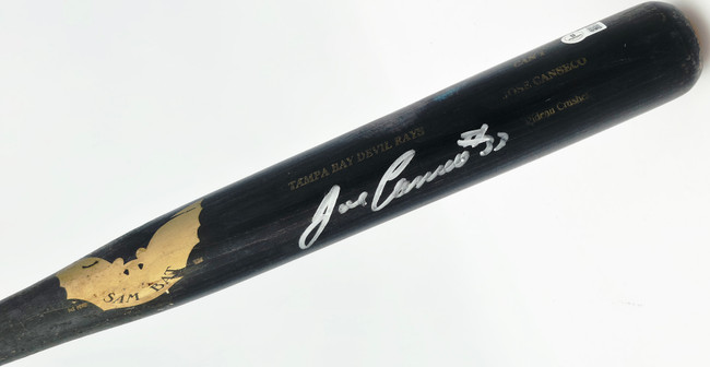 Jose Canseco Autographed Game Used Uncracked Sam Can 1 Baseball Bat Tampa Bay Rays Beckett BAS QR #BX67583