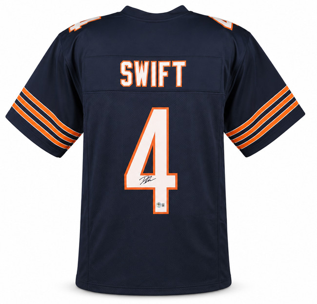 Chicago Bears D'Andre Swift Autographed Blue Jersey Beckett BAS Witness Stock #267071