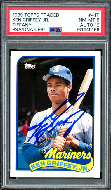 Ken Griffey Jr. Autographed 1989 Topps Traded Tiffany Rookie Card #41T Seattle Mariners PSA 8 Auto Grade Gem Mint 10 PSA/DNA #161449166