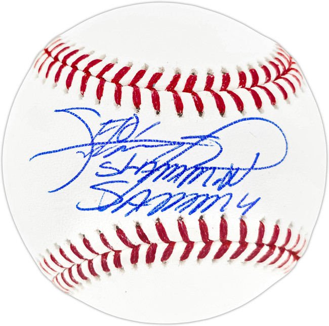 Sammy Sosa Autographed Official MLB Baseball Chicago Cubs "Slammin Sammy" Beckett BAS Witness Stock #267424