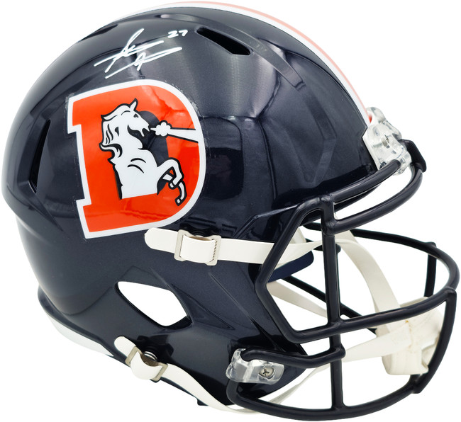 Steve Atwater Autographed Denver Broncos Blue Color Rush Full Size Speed Replica Helmet Beckett BAS Witness Stock #267481