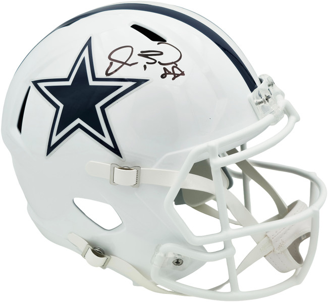 Dez Bryant Autographed Dallas Cowboys White 2022 Alternate Full Size Speed Replica Helmet Beckett BAS Witness Stock #267499