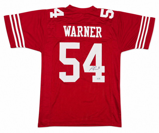 San Francisco 49ers Fred Warner Autographed Red Jersey Beckett BAS QR Stock #267461