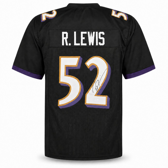 Baltimore Ravens Ray Lewis Autographed Black Jersey JSA Witness Stock #267398
