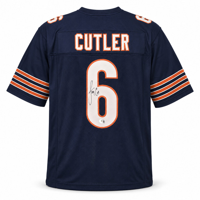 Chicago Bears Jay Cutler Autographed Blue Jersey Beckett BAS Witness Stock #267507