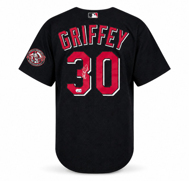 Cincinnati Reds Ken Griffey Jr. Autographed Black Authentic Mitchell & Ness Authentic BP Jersey Size 44 Beckett BAS Witness Stock #267477
