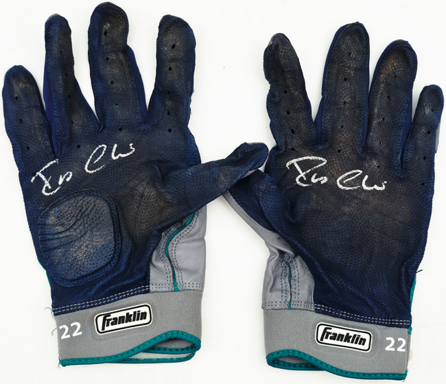 Robinson Cano Autographed Blue & Gray Franklin Game Used Batting Gloves Seattle Mariners PSA/DNA (Dual Signed) Stock #267640