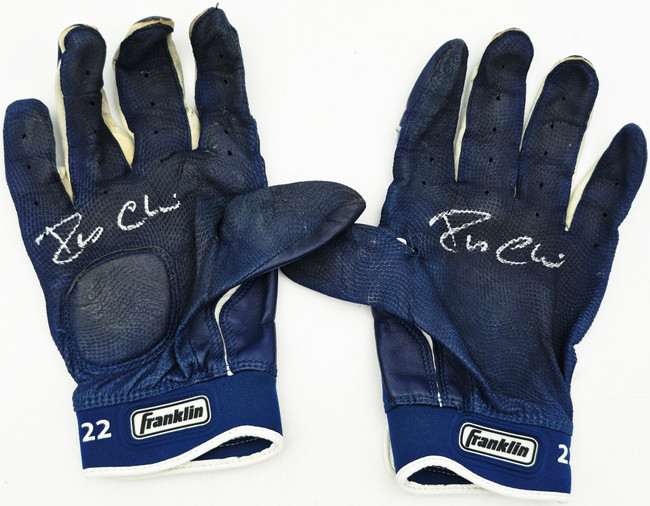 Robinson Cano Autographed Blue & White Franklin Game Used Batting Gloves Seattle Mariners PSA/DNA (Dual Signed) Stock #267641