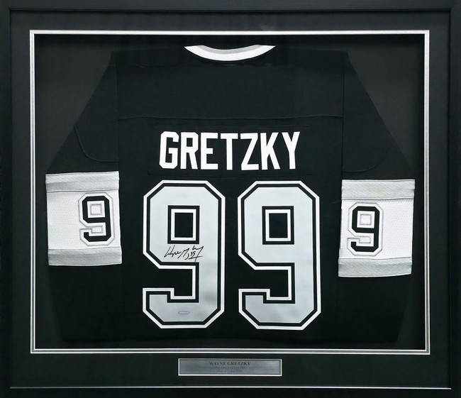 Los Angeles Kings Wayne Gretzky Autographed Framed Black Authentic Mitchell & Ness Vintage Throwback 1992-1993 Jersey UDA Holo Stock #267453