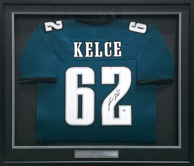 Philadelphia Eagles Jason Kelce Autographed Framed Green Jersey PSA/DNA ITP Stock #267817