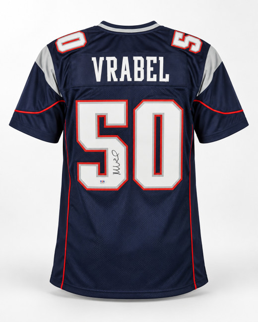 New England Patriots Mike Vrabel Autographed Blue Jersey JSA Witness Stock #267903