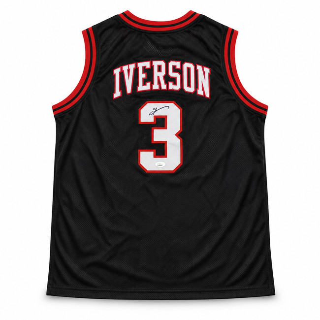 Philadelphia 76ers Allen Iverson Autographed Black Jersey JSA Stock #267923