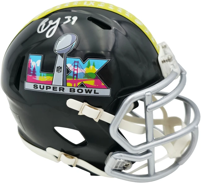 Ty Okada Autographed Seattle Seahawks Black Super Bowl LX Logo Speed Mini Helmet MCS Holo Stock #267935