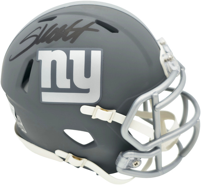 Cam Skattebo Autographed New York Giants Slate Gray Speed Mini Helmet Beckett BAS QR Stock #267943
